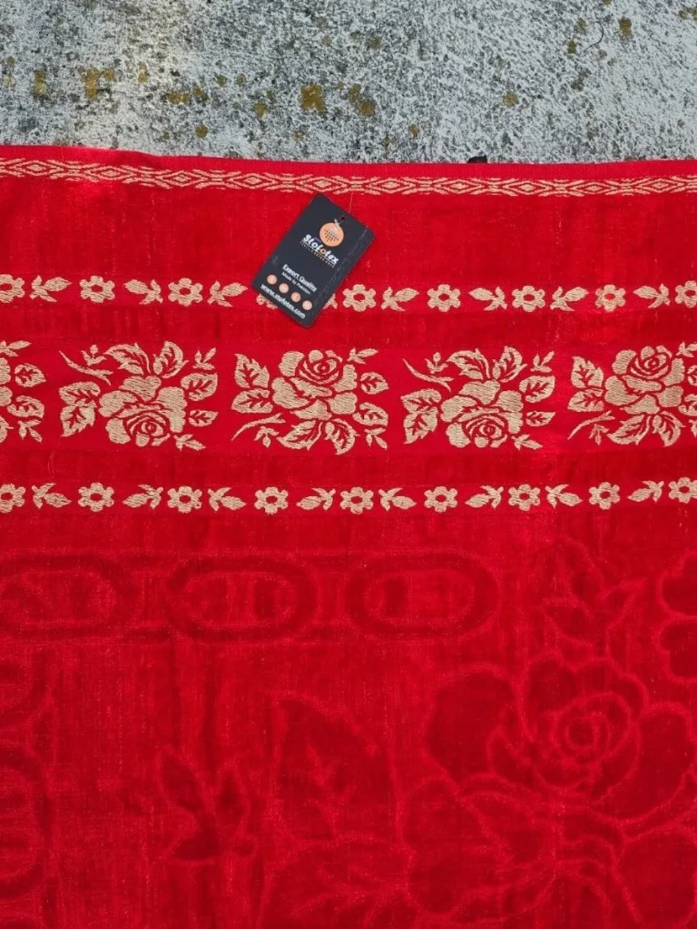 Luxury Towel Red Cotton Bath Towel Embriodered Long Towel Cotton NWT